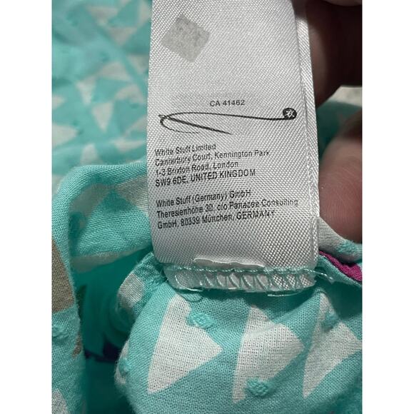 White Stuff Rae Organic Vest Cotton Geometric Button Blouse Shirt Womens Large - Picture 6 of 8